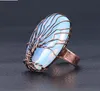 Antique Rings for Women Vintage Finger Jewelry Egg Shape Natural Stone Bead Wrapped Tree of Life Adjustable Ring6211972