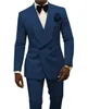 Bleu clair gaufrage hommes smokings de mariage à double boutonnage marié smokings homme blazers veste excellents costumes 2 pièces (veste + pantalon + cravate) 2064