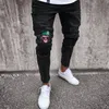 Herren stilvolle zerrissene Skinny Slim Jeans Fashion Designer gewaschen Reißverschlüsselbierer gerade ausgefrätter Dachhose Streetwear277f