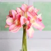 الاصطناعي زهرة الأوركيد اللاتكس ريال لمسة 6 رؤساء cymbidium وهمية زهرة الديكور ديكور المنزل الزفاف العروس عقد باقة