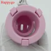 Happygo, Dispositivo de castidad de silicona rosa para hombre Jaulas para pene Cerradura de virginidad para hombres 3 Anillo para pene Cb3000 Juguetes sexuales para adultos M800-pnk C19032801