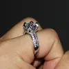 Wholesale- Wieck Luxury Jewelry Solitaire 3ct White topaz 925 Sterling silver Lotus Flower CZ Diamond Wedding Band Women Ring gift Size 5-11