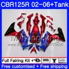 Corpo rosso blu lucido + serbatoio per HONDA CBR-125R CBR125R 2002 2003 2004 2005 2006 272HM.26 CBR 125CC 125 R 125R CBR125RR 02 03 04 05 06 Carenature