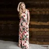 Vestido largo estampado floral moda mujer casual vestido largo suelto boho playa maxi elegante vestido floral vestidos de verano calidad S-3XL