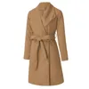 Long Wool Blends Coat Women Lapel Wide Collar Open Front Cardigan Jacket Office Warm Overcoat Womens Ladies Coat Manteau Femme