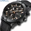 2020 reloj hombre CRRJU Fashion Watch Men Six-pin Chronograph Leather Waterproof Quartz Wristwatches Men's Outdoor Sports Watches