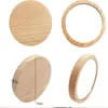100 sztuk Drewniane Małe Okrągłe Lustro Przenośne Pocket HD Lustro Wood Wood Mini Makeup Lustro