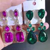 Coloridos pendientes de gota de diamantes de imitación Long Bohemian Dangle Europa Estados Unidos Retro de cristal Taladro de cristal Joyería de la boda para las mujeres Regalo