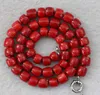 Noué à la main pierre naturelle corail rouge 8-10mm chaîne de collier de perles de boulier irrégulière 18 "bijoux de mode