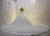 Blygsam långärmad 2020 bollkakor bröllopsklänningar brudklänningar Sheer Jewel Neck Lace Appliqued Sequins Plus Size Robe de Marie Custom Made