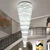 LED Modern Crystal Chandeliers American K9 Crystal Chandelier Lights Fixture Hotel Lobby Parlor Hall Big Long Lamp 3 White Color Changeable