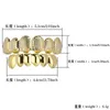 Nieuwe 18K Real Vergulde Punk Hip Hop Tanden Grillz Tandheelkundige Mond Fang Grills Up Bottom Tooth Cap Cosplay party Rapper Sieraden Geschenken7939561