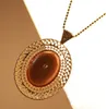 Pendentif collier accessoires femmes bijoux ovale découpe gemme collier amoureux collier plaqué or chaîne Vintage colliers