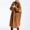 新しいファッションの高級コートの女性テディベアフィールプレーンカラーの特大の有名人の毛皮の毛皮のロングコートオーバーコートの上着の女性