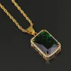 Men Women Hip Hop Gemstone Pendant Necklace Popular Red Blue Green Gem Jewelry High Quality Stainless Steel IP Gold Plated Accesso292l