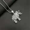 Iced Out Cyrkon Elephant Wisiorek Naszyjnik Zwierząt Biżuteria Złoty Kolor Ze Stali Nierdzewnej Bling CZ Męskie Hip Hop Wisiorek Dla Kobiet