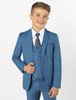 2019 beau bleu Royal garçons vêtements de cérémonie veste pantalon 3 pièces ensemble costumes pour mariage dîner enfants enfants smokings