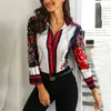 Femmes Floral Chaînes Imprimer Blouse Décontractée Bohème En Mousseline De Soie Col Rabattu Streetwear Élégant Bureau Dame Printemps Automne Chemises SH190906