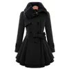 Europa Donna Cappotti Cappotto misto lana Cappotto medio lunghezza Capispalla donna Cappotti Colletto doppio petto in lana Capispalla donna Cappotto C4016