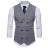 Custom Made Hot Sell Groom Brytyjskie Kamizelki Pojedyncze Breasted Podwójne Męskie Kamizelki Plaid Slim Casual Wedding Party Bridesgroom Kamizelka