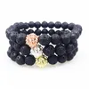 SN0349 Männer Perlen Armband Mode Löwenkopf Armband Gold Rose Gold Silber Charms Armband Heißesten Lava Rock Perlen Armbänder