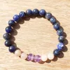 MG0400 Natural Gemstone Yoga Armband för kvinnor 8 mm Blue Sodalite Armband Sunstone Amethyst Energy Jewelry200e