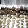 100G Body Wave Micro Loop Human Hair Extensions Ombre Color Micro Loop Ring Hair Highlight Color Remy Pre Bonded Hair Extension 1G/1S