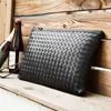 Marke Leder männer Handtasche Luxus Woven Leder Tasche Mode-Design Einfache Umschlag Tasche Große Kapazität Aktentasche213i