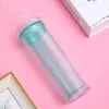 Acrylic skinny cup 16oz Plastic Tumblers sippy drinking cup with Lid and Straw Beer Coffee Mug Travel Cups A04