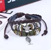 Neues Perlen-Lederarmband, beliebter Schmuck, Großhandel, Metall-Anhänger, Lederarmband, Jesus-Fisch-Kreuz-Armband