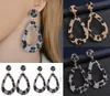 print New Style Trendy Leopard Ladies Brincos Dangle Faux gancho de couro brincos senhoras Punk-style Gota Shaped Ear Gota Moda DHL Jóias