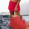 Simenual sexy verão crochet swimwear floral boho mini saias transparentes pareos beachwear handmade oco out curto saia lace y190428