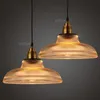 Retro Ribbed Glass Hängsmycke Lampa Creative Pot Cover Hotel Lounge Cafe Office Bar Counter Dinning Room Industrial Suspension Light