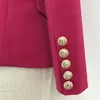 سترة نسائية من Designer Blazer بأزرار مزدوجة الصدر وأزرار معدنية للارتداء الخارجي