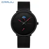 Erkek Kol Saati Crrju Fashion Mens Business Casual Watches 24 Hrs Unique Design Quartz Watch Mesh Waterproof Sport Wristwatch234d