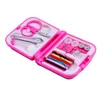 Partihandel Nya 100pcs Portable Travel Sewing Kits Box Needle Trådar Scissor Thimble Home Tools Gratis frakt