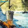 Camping Köksartiklar Set Titanium Spis Pot Pan Frypan Bowl Cupstainless Steel Mugg Vattenkopp - Ultra Light Portable Cooking Equipment Mess Kit