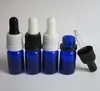 Mini flacon compte-gouttes en verre bleu Cobalt 500x5ml, bouteille d'huile essentielle en verre bleu 5cc avec compte-gouttes inviolable