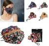 Masque à imprimé floral en coton avec valve de reniflard Masques buccaux respirants Anti-poussière Lavable Réutilisable Couverture de masque facial sans filtre