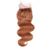 Medium Auburn Peruvian Virgin Hair Bundles med Closure Body Wave # 30 Ljusbrun Human Hair Weave Extensions With Lace Closure 4x4