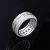 Nytt mode 18k guld vit guld blingbling cz cubic zirconia fullt uppsättning fingerband ring lyx hip hop diamant smycken ring för män kvinnor