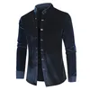 Mens Designer T Mannen Lange Mouw Goud Velvet Mannelijk Houd Warm Shirt