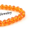 Orange Color 8mm Faceted Crystal Beaded Bracelet For Women Simple Style Stretchy Bracelets 20pcs lot Whole331O