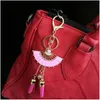 Tassel Beads брелок ключ держатель для автомобилей женщины женщины девушки модные украшения вентилятор сумка шарм цепочка брелок ювелирных изделий розовый синий белый