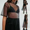 Sarongs Fashion Women Sexy Black See-through Mesh Dress Sheer Maxi TuLle Lace Swim Cover-Ups Long1