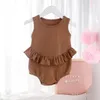 Bébé Vêtements Enfants Filles Falbala Barboteuses Infantile D'été Sans Manches Combinaisons Nouveau-Né Coton Respirant Onesies Toddler Mignon Body YP892