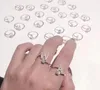 2020 Creative 26 anglais lettre anneau géométrique argent plaqué alliage ouverture réglable strass anneau femmes mode bijoux accessoires