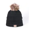 9 cores em estoque! Inverno tampão de lã malha chapéus Chapéus Gorro Bonnet pom-pom para Hat Adulto Aqueça Cap para 54-60cm de Inverno