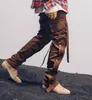 mens cargo pants Black Street Men Side Snap Cargo Pants Hip Hop Slim Fit Ribboned Waistband Track Pants317q