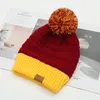 Gorro de invierno con pompones para mujer, 8 colores, gorro de invierno para mujer y niña, gorros tejidos con letras, gorro, gorro grueso para mujer, gorros con pompón